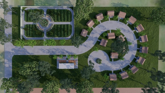 Gig Preview - Photorealistic rendering of site plan by google map location