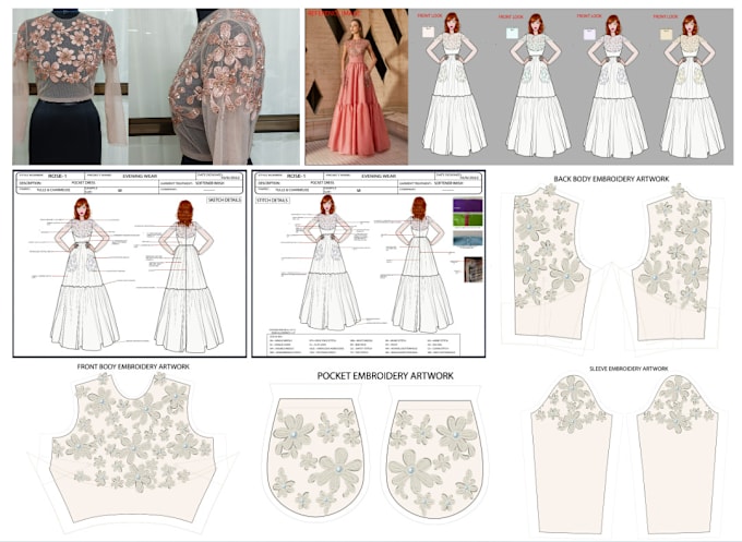 Gig Preview - Do embroidery and print artwork on sewing pattern for digitizing