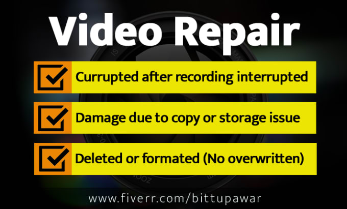 Gig Preview - Repair corrupted mov mp4 dat mdt rsv or mxf video