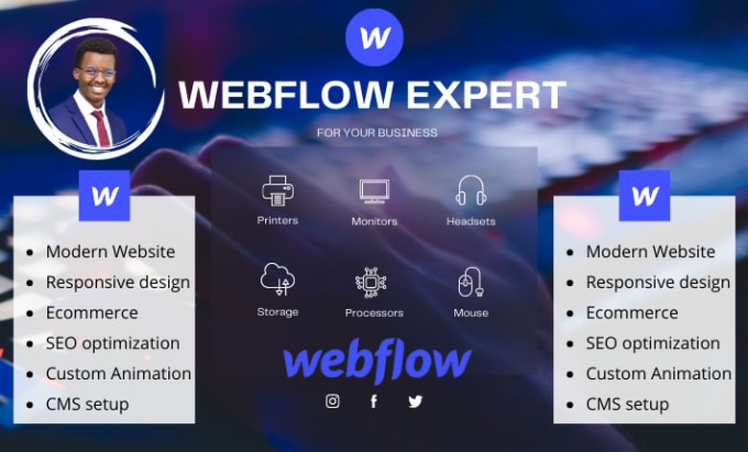 Gig Preview - Webflow website design fix webflow website develop webflow website redesign