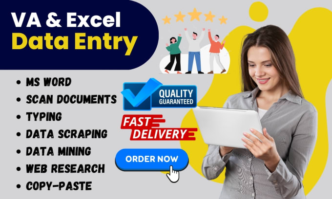 Gig Preview - Do the fastest accurate excel data entry, yellow page scraping with emails