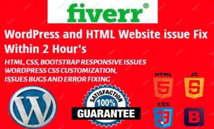 Gig Preview - Fix wordpress issues errors and bugs HTML CSS bug fixing