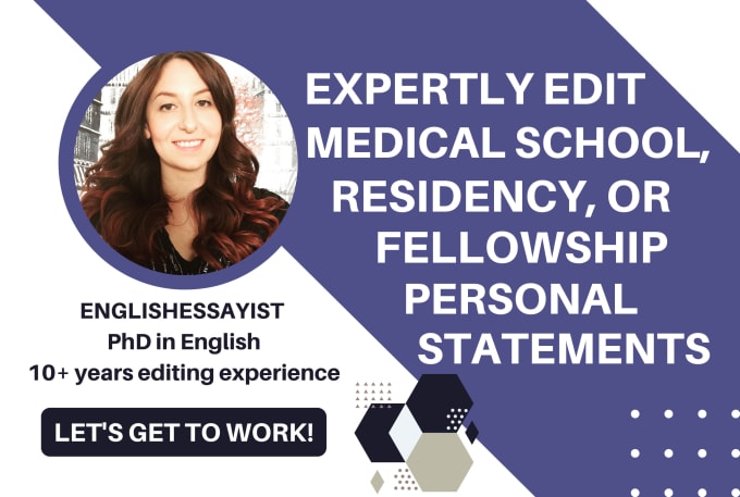 Gig Preview - Edit residency, medical school, or fellowship personal statements