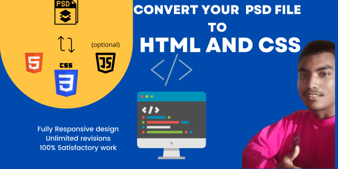 Gig Preview - Convert your PSD design to responsive HTML and CSS