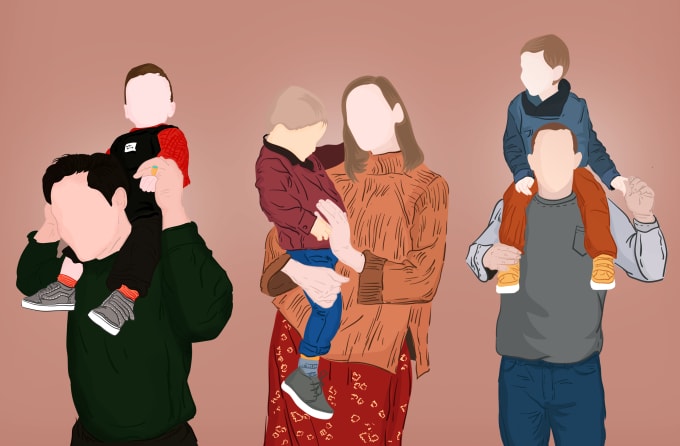 Gig Preview - Draw a minimalistic vector portrait for you and your family