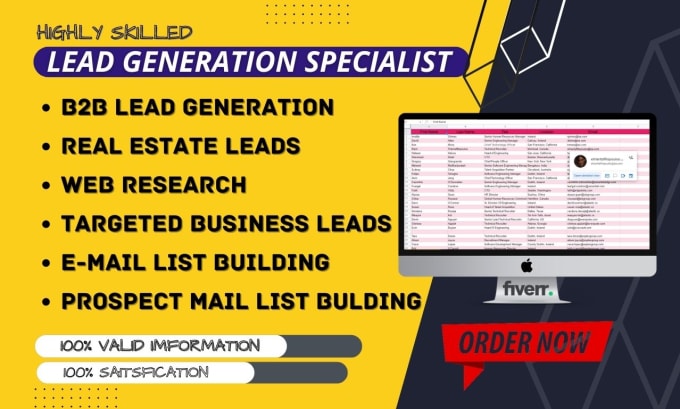 Gig Preview - Provide b2b lead generation, targeted business lead and prospect email list