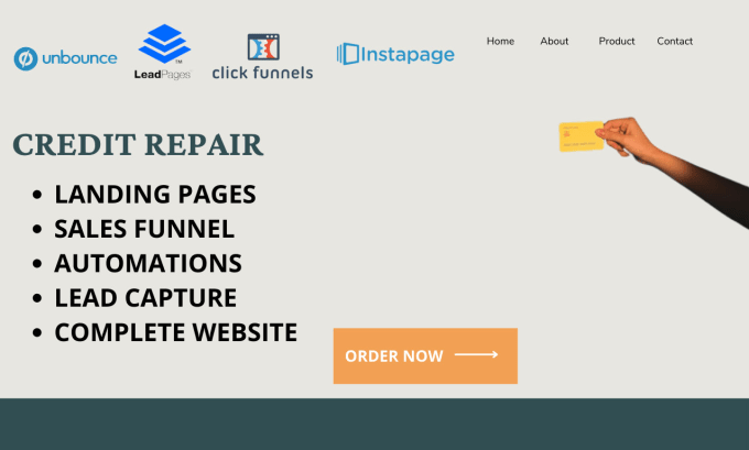 Gig Preview - Design credit repair landing page on unbounce, leadpages, instapage