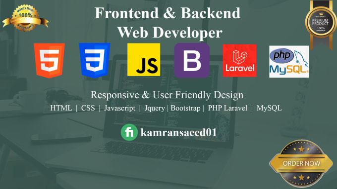 Gig Preview - Be your frontend backend web developer figma to HTML PHP laravel web development