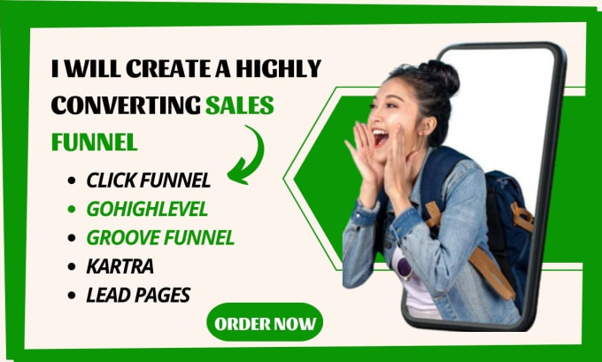 Gig Preview - Design sales funnel landing page on  gohighlevel,  groove funnel, click funnel