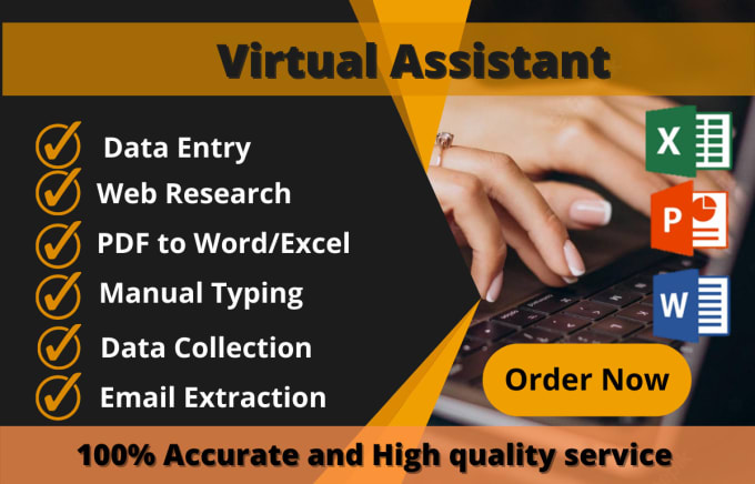 Gig Preview - Data entry, web research, data collection, manual typing and virtual assistant