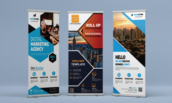 Gig Preview - Design roll up banner, door hanger, rack card, pull up, book cover, pop up, sign