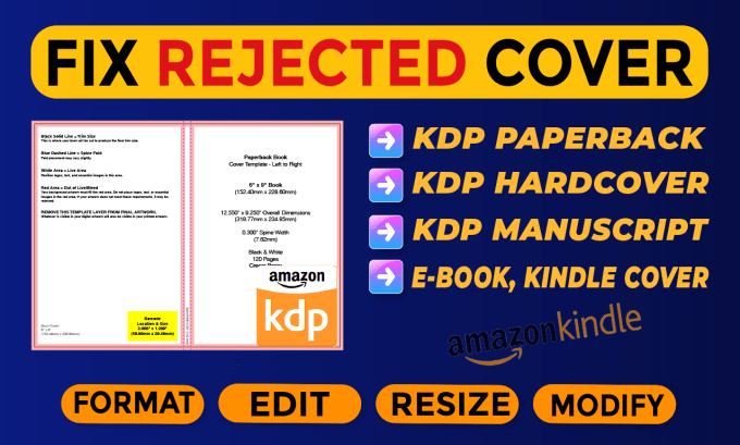 Gig Preview - Fix rejected book cover, manuscript formatting for KDP