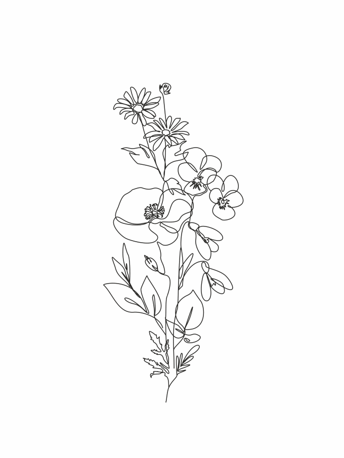 Gig Preview - Botanical hand drawn line illustration, birth flowers vector