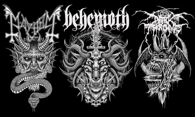 Gig Preview - Design grayscale dark illustration for tshirt