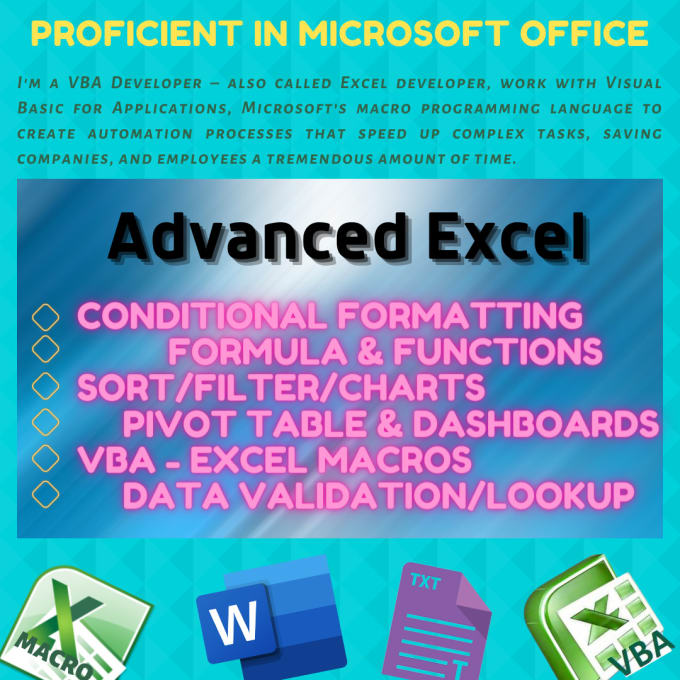 Gig Preview - Do script language vba and proficiency in excel formulas