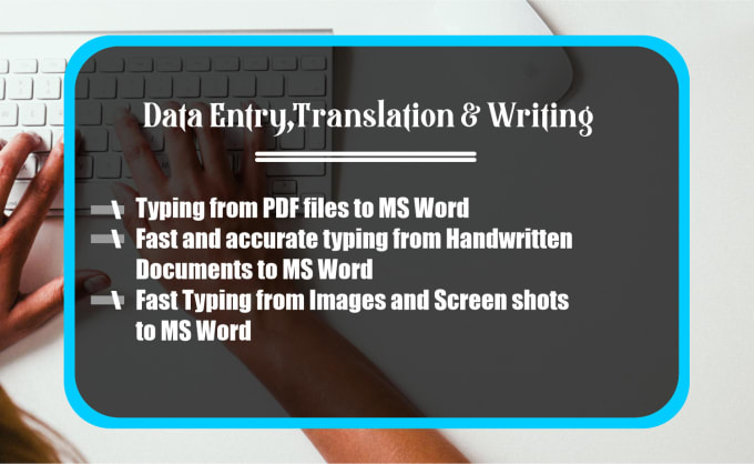 Gig Preview - Do data entry, translation, essay, and english typing