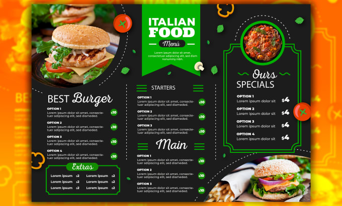 Gig Preview - Do menu design, restaurant board static TV screen price list