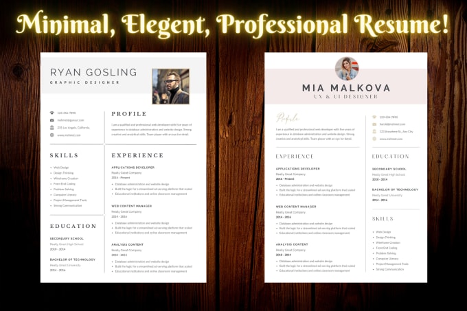 Gig Preview - Design a minimal, elegant, professional resume and cover letter