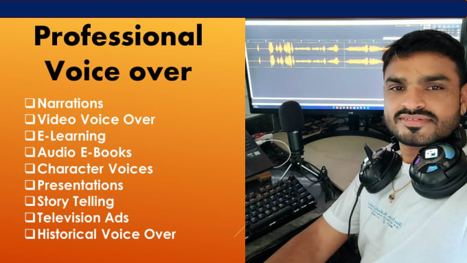 Gig Preview - Provide professional voice over in english, hindi, gujarati languages