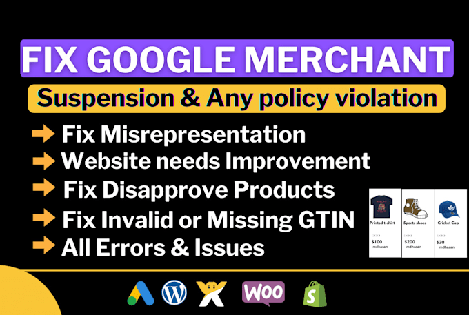 Gig Preview - Fix google merchant center suspension