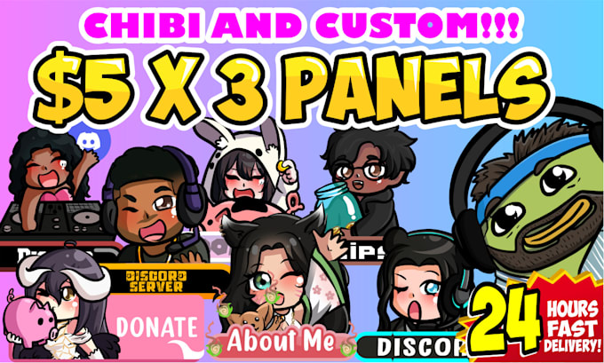 Gig Preview - Draw cute custom chibi twitch panels for you