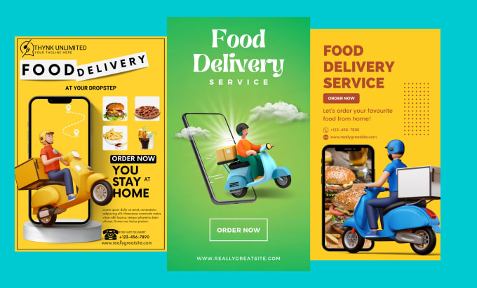 Gig Preview - Create a food delivery flyer poster design for social media or local use