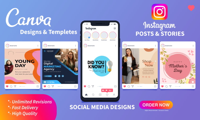 Gig Preview - Create beautiful attractive social media instagram posts for your feed