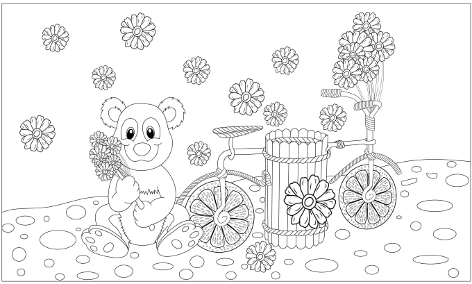 Gig Preview - Do black and white coloring book page for kids and adult