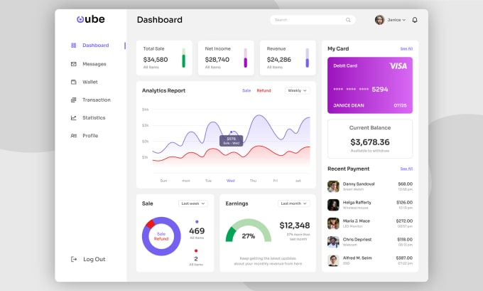 Gig Preview - Design UI dashboard, web app, admin panel