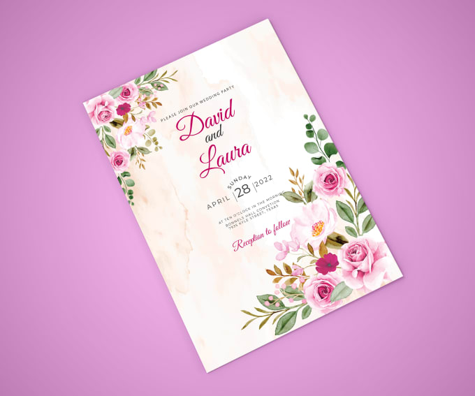 Gig Preview - Design watercolor wedding invitation card, greeting card or birthday invitation