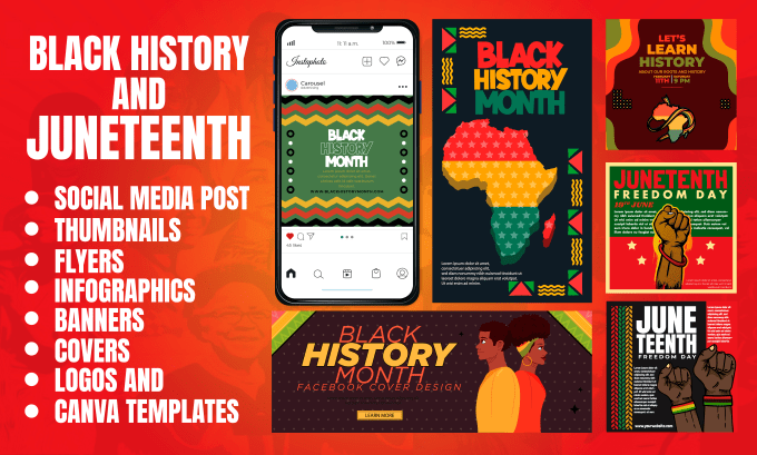 Gig Preview - Make flyers, banners, covers, and thumbnails, for black history and juneteenth