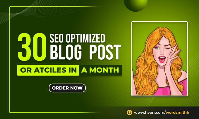 Gig Preview - Write 30 SEO optimized blog posts or articles monthly