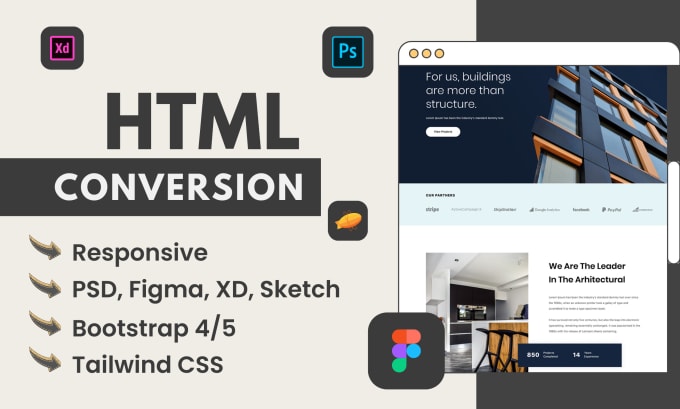 Gig Preview - Convert figma to html react js, psd to html tailwind css