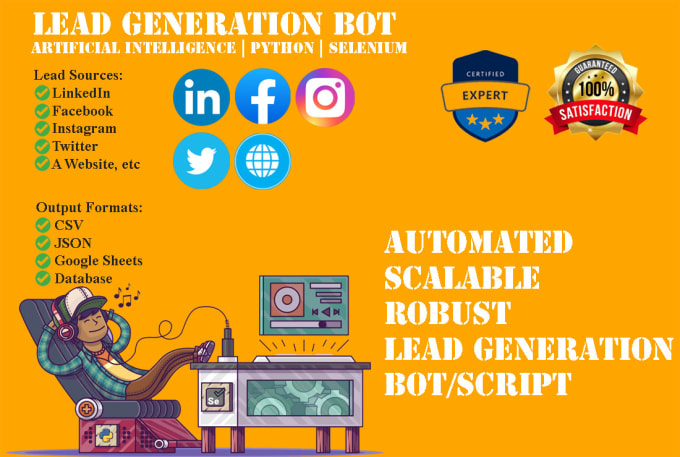 Gig Preview - Develop a lead generation bot to find potential clients, leads for your business