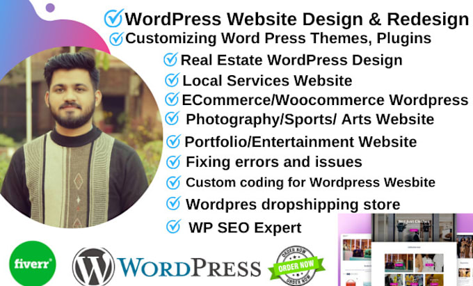 Gig Preview - Offer affordable wordpress website design, build, and redesign websites