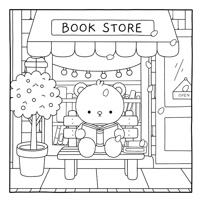 Gig Preview - Draw cute kawaii and adorable coloring page for children