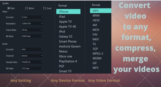 Gig Preview - Covert video to any format, compress, merge your videos