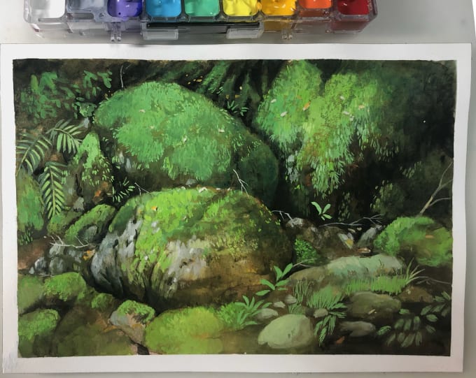 Gig Preview - Paint realistic landscapes or anime background in watercolor or gauche style