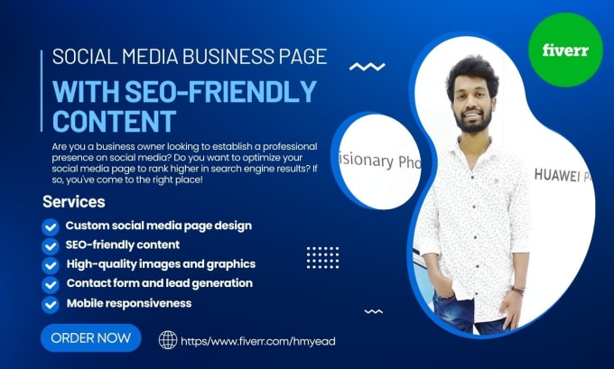 Gig Preview - Set up your social media business page with SEO friendly content