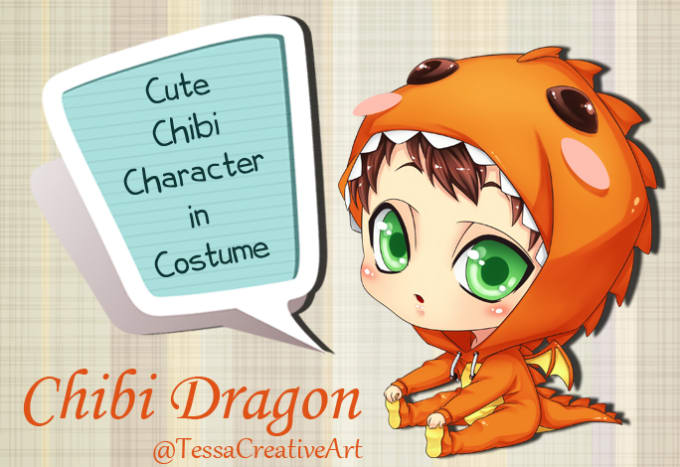 Gig Preview - Draw you with cute monster costume chibi style