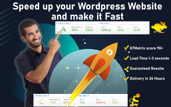 Gig Preview - Do wordpress speed optimization to increase page speed and load time on gtmetrix