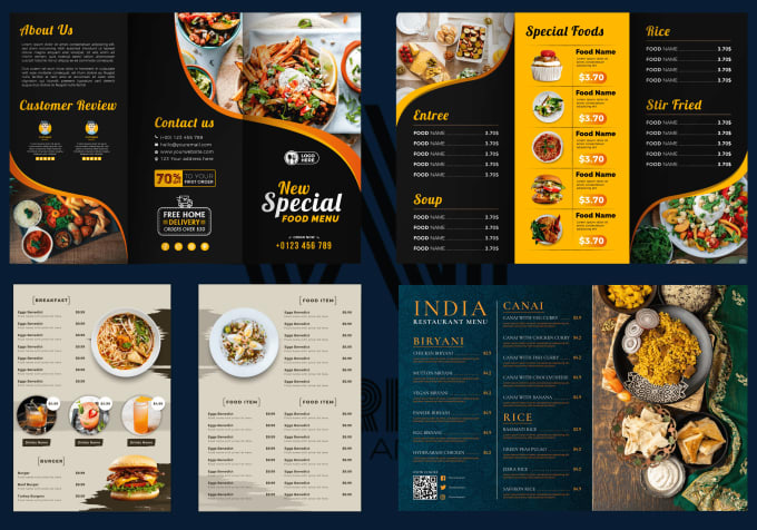 Gig Preview - Create menus for restaurants, flyers, menu cards, menu boards, or brochures