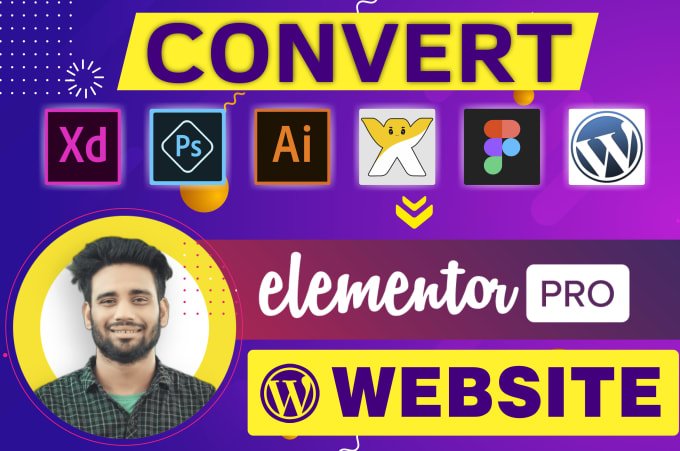 Gig Preview - Clone, convert xd, ai, psd, html, wix, figma to wordpress website by elementor