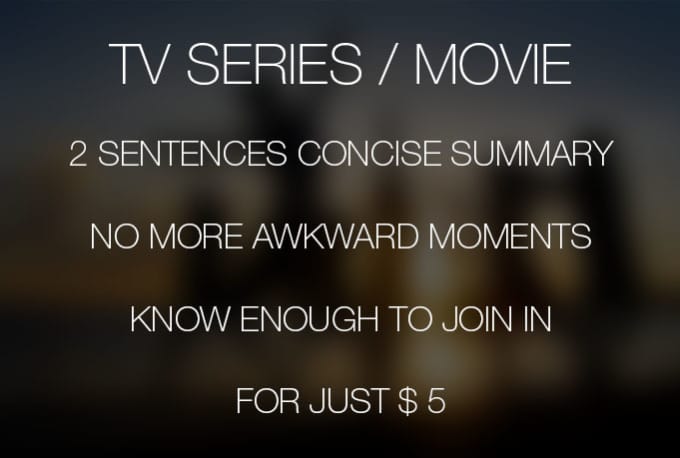 Bestseller - write a two sentence summary of a TV Show or Movie