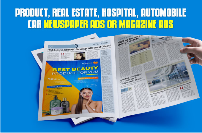 Gig Preview - Design product real estate hospital automotive newspaper ad or magazine print ad