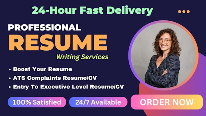 Gig Preview - Get you hired by 24h professional resume writing service