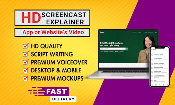 Gig Preview - Create HD screencast explainer tutorial video for your website or app