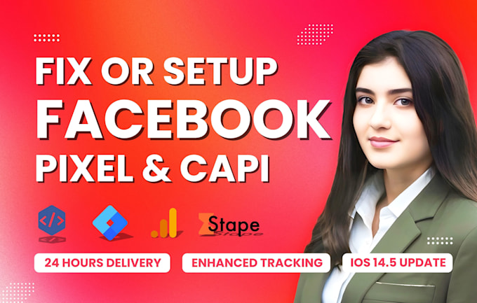 Gig Preview - Fix or setup facebook pixel google analytics 4 ecommerce conversion API tracking