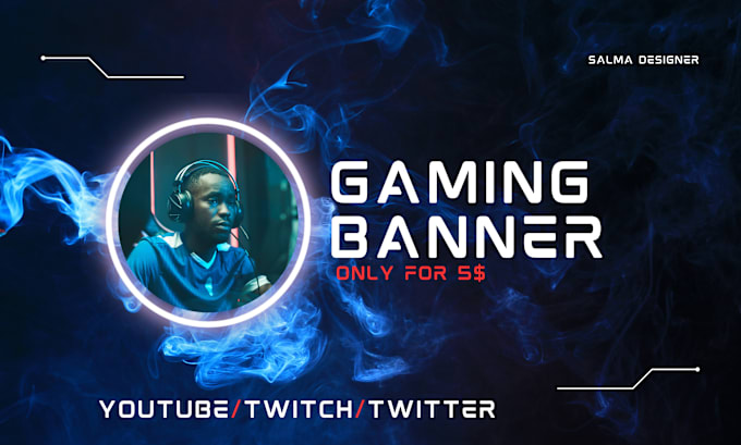 Gig Preview - Design a modern gaming banner for youtube twitch twitter