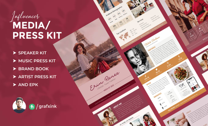 Bestseller - design influencer media kit, press kit, one sheet, and epk for brand or blog